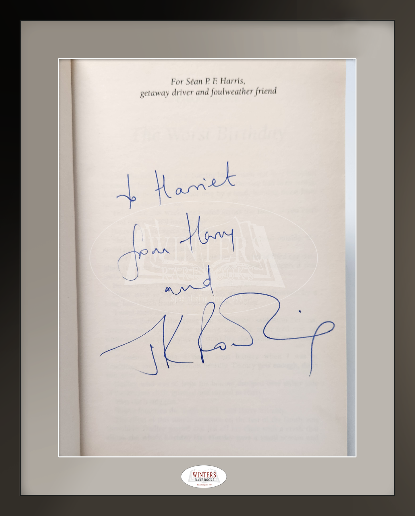 Harry Potter and the Chamber of Secrets –  Very scarce first edition - Inscribed with reference to Harry Potter