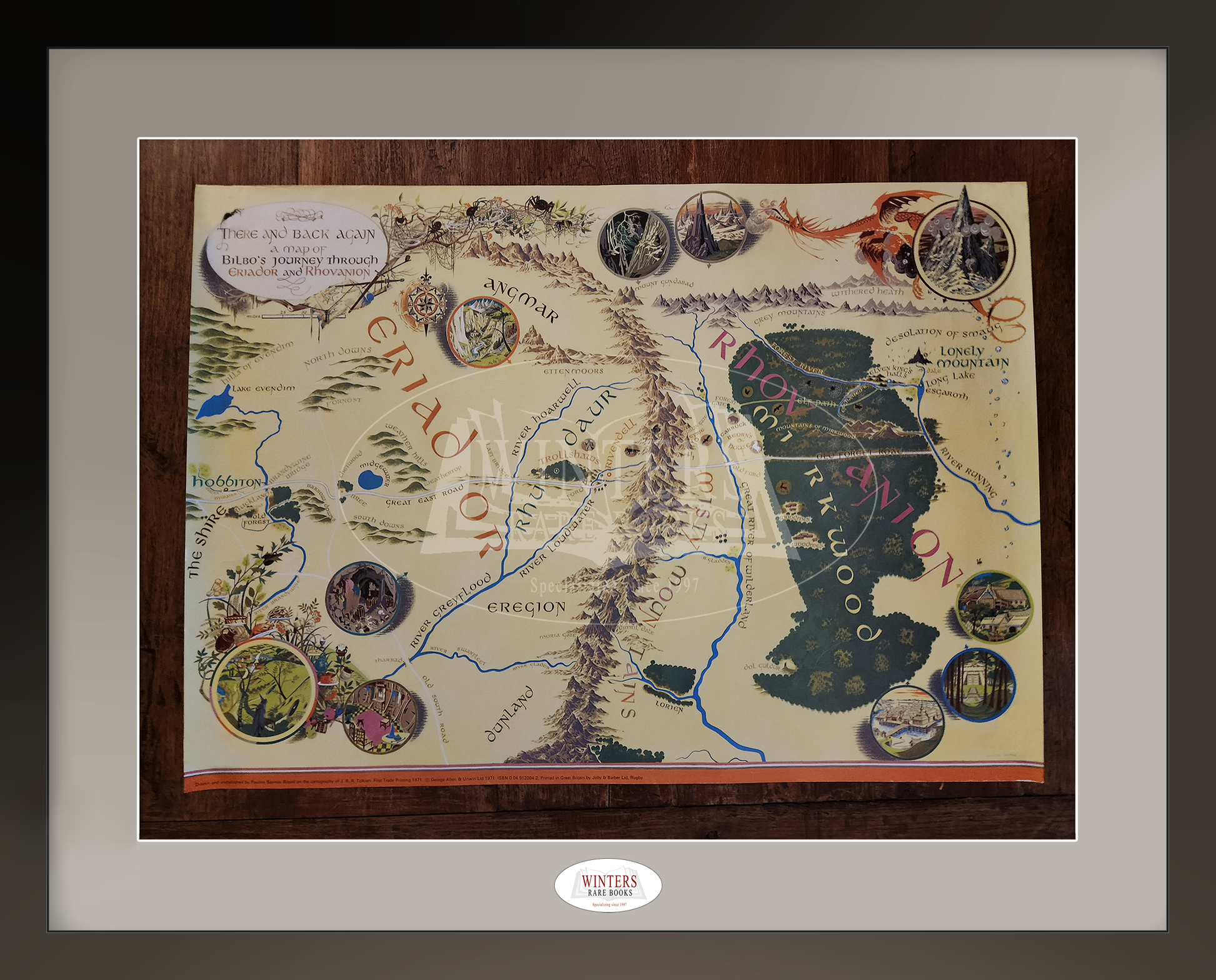 Pauline Baynes and J.R.R. Tolkien’ 1971 ‘The Hobbit’ map