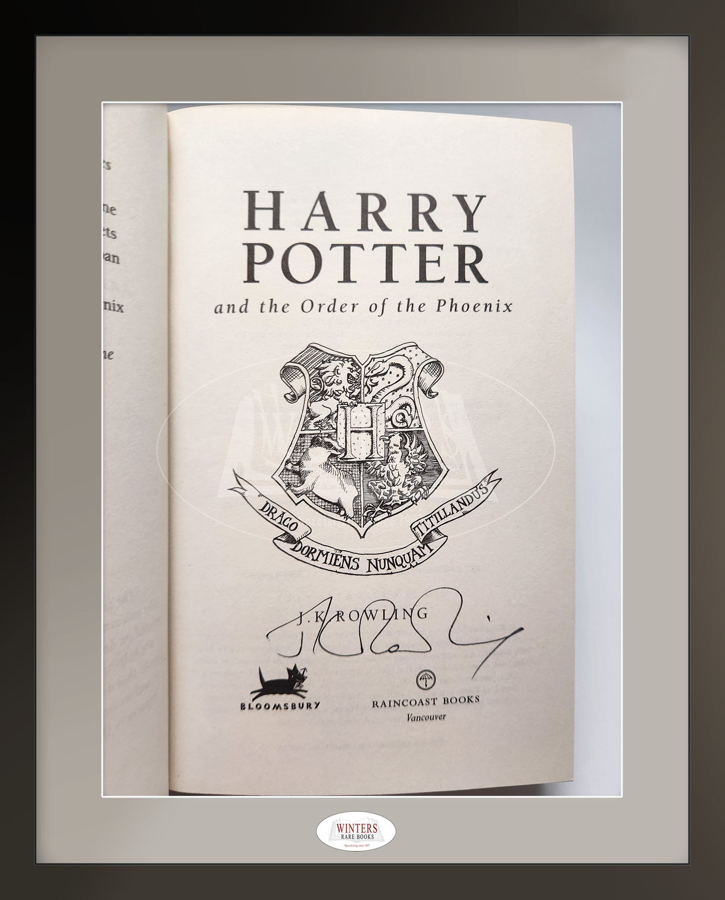 Unique set authetically signed copies of Harry Potter and the Goblet of Fire, Harry Potter and the Order of the Phoenix, Harry Potter and the Half-Blood Prince and Harry Potter and the Deathly Hallows