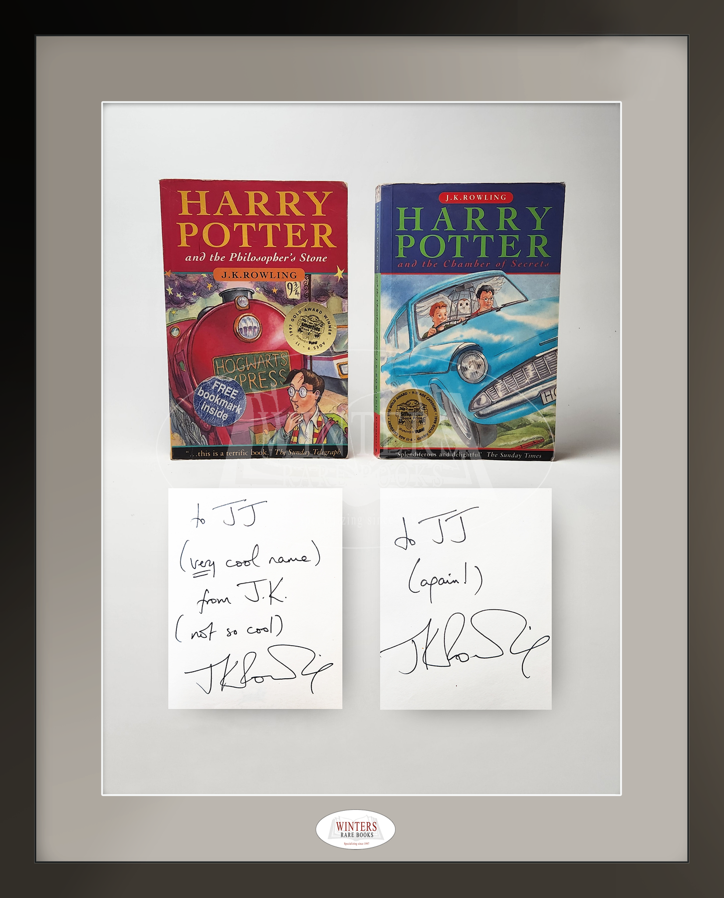 Harry Potter and the Philosopher's Stone, FIRST EDITION with Harry Potter and the Chamber of Secrets, FIRST EDITION, both VERY CHARMINGLY INSCRIBED BY THE AUTHOR