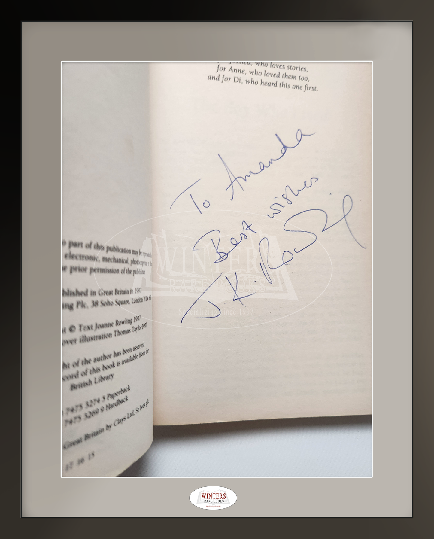 Harry Potter and the Philosopher’s Stone – Early signed and inscribed first edition