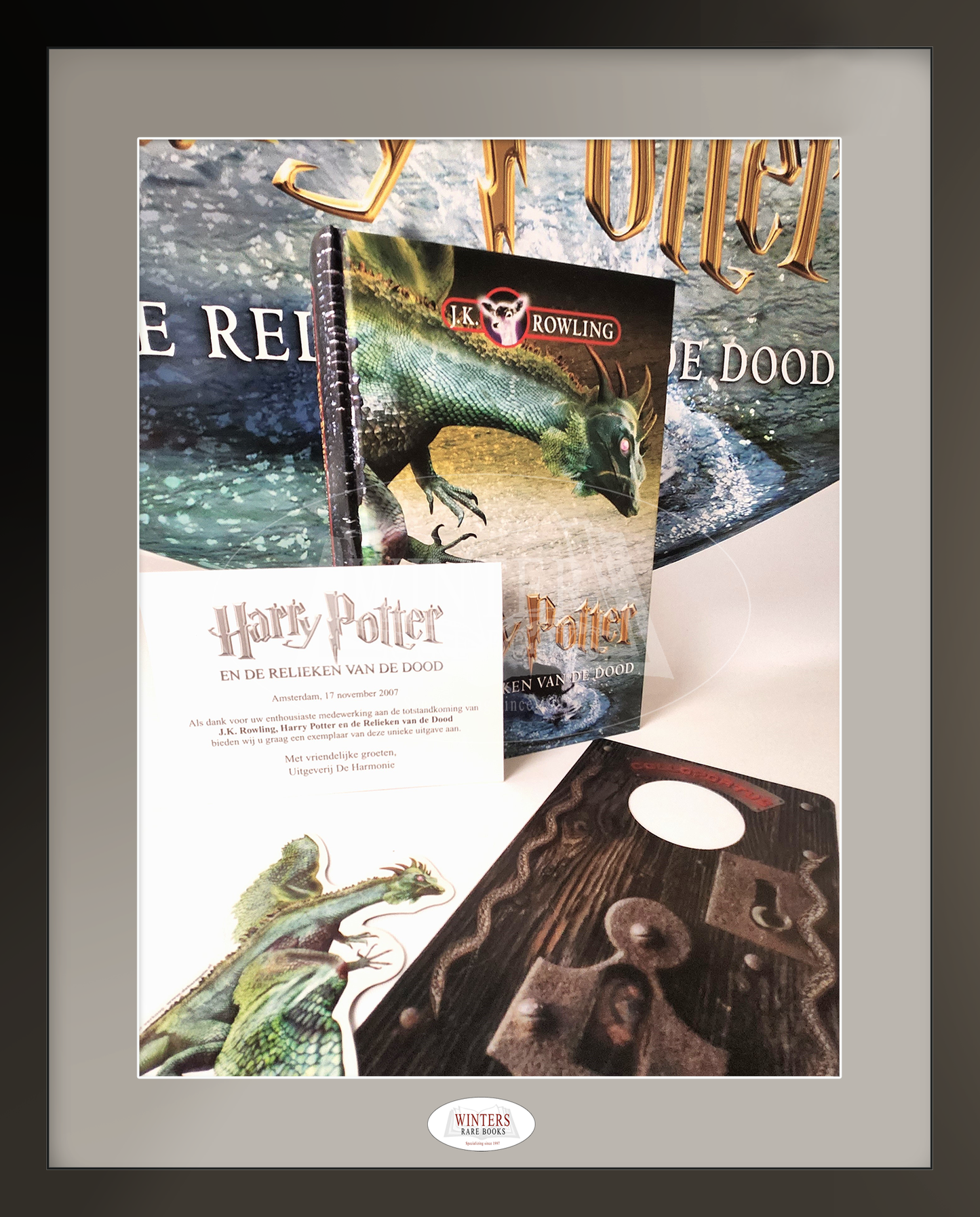 First Dutch printing Harry Potter and the Deathly Hallows - Very rare Publishers employee copy with full promo set.