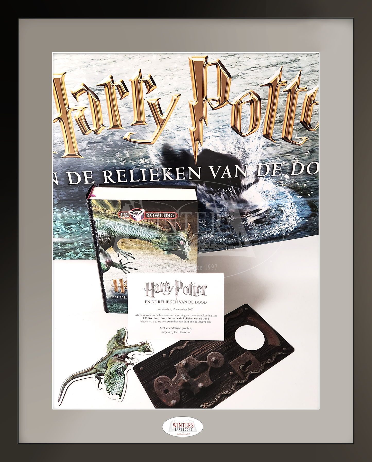 First Dutch printing Harry Potter and the Deathly Hallows - Very rare Publishers employee copy with full promo set.